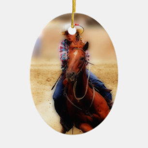 Barrel Racing Cowgirl 2018 Ceramic Ornament