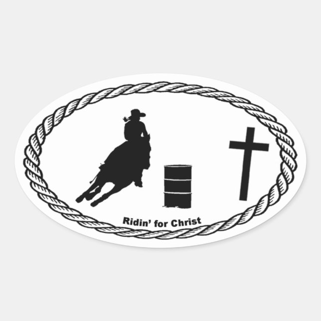 Barrel Racing Cross Euro Style Oval Sticker (Front)