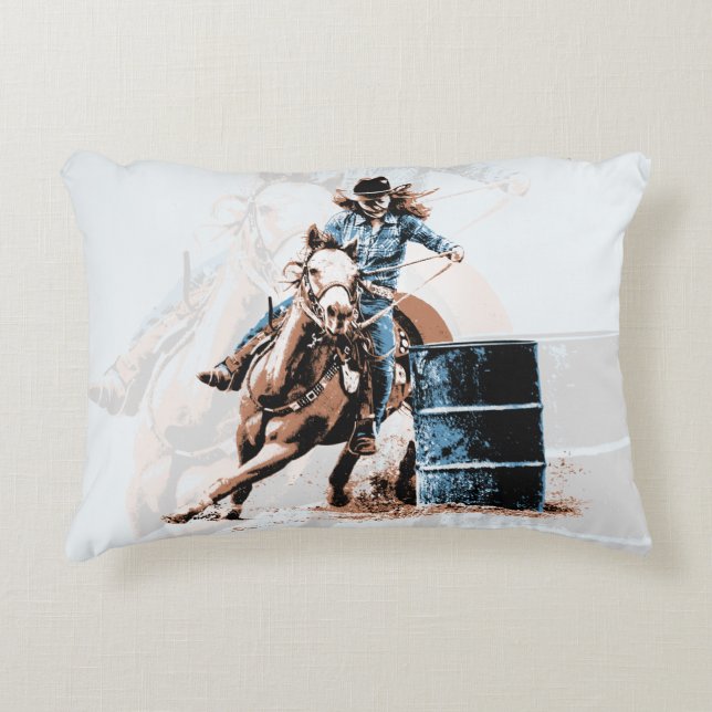 Barrel Racing Decorative Pillow (Front)