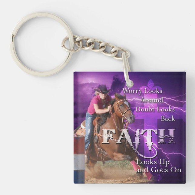 Barrel Racing Faith Keychain (Front)