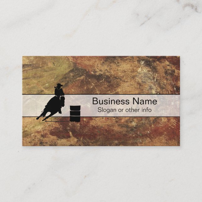 Barrel Racing Girl Silhouette on a Grunge Texture Business Card (Front)