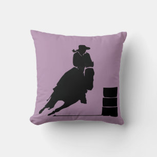 Barrel Racing Girl Silhouette Throw Pillow