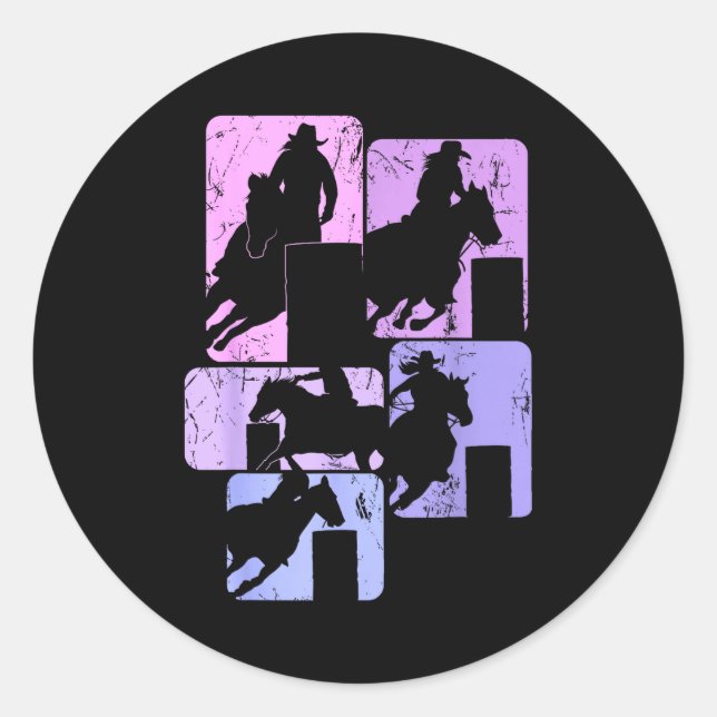 Barrel Racing Horse Barrel Racer Rodeo Cowgirl Wom Classic Round Sticker (Front)
