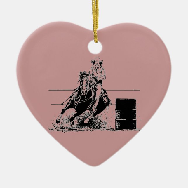 Barrel Racing Horse Ceramic Ornament (Front)