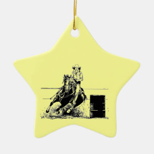 Barrel Racing Horse Ceramic Ornament