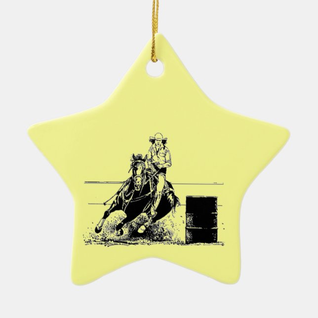 Barrel Racing Horse Ceramic Ornament (Front)