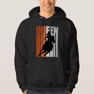 Barrel Racing Queen Rodeo Women Cowgirls Retro Ora Hoodie