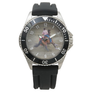 Barrel-Racing Rodeo Cowgirl Design Watch