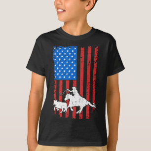 Barrel Racing Roping Rodeo Riding Us Independence T-Shirt