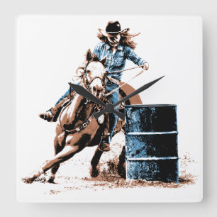 Barrel Racing Square Wall Clock