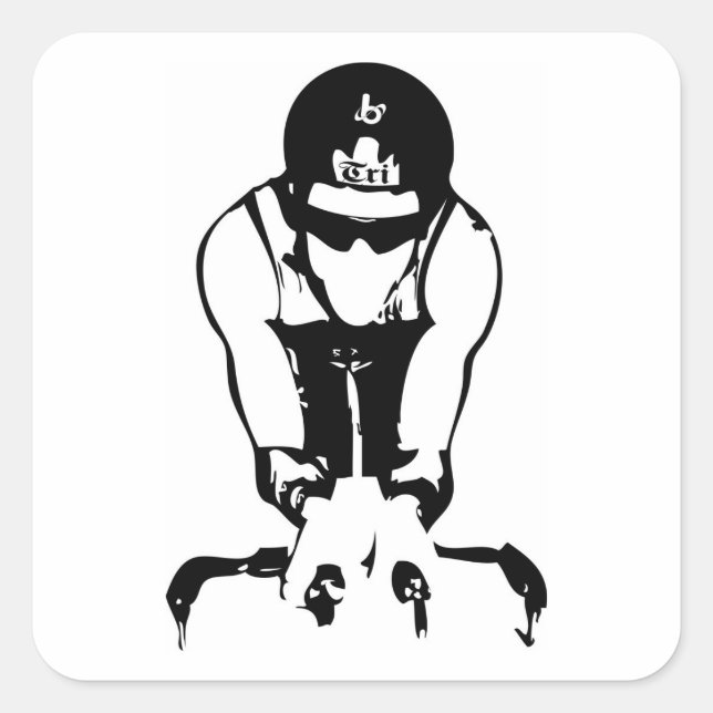 Barrel X Triathlon Biker Guy Square Sticker (Front)