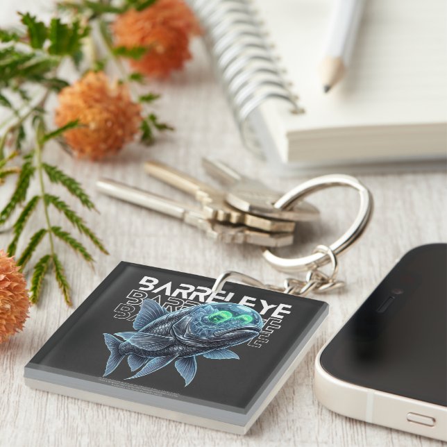 Barreleye Fish - Cyberpunk Deep Sea Predator Keychain (Front Right)