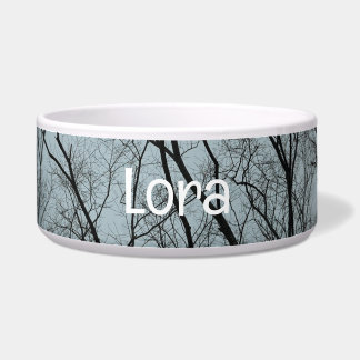 Barren Trees Pet Bowl with LOLA Text