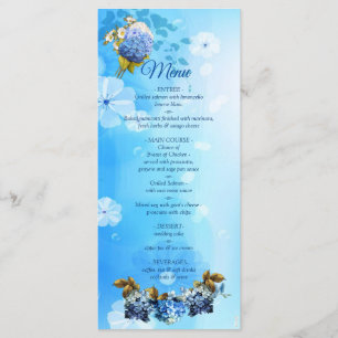 Barres d'aquarelle bleu Hydrangeas Menu
