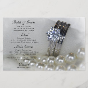Barres de diamant et perles blanches Menu Mariage
