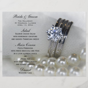Barres de diamant et perles Menu Mariage