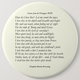 Barrett Browning - Sonnets from the Portuguese 43 6 Inch Round Button