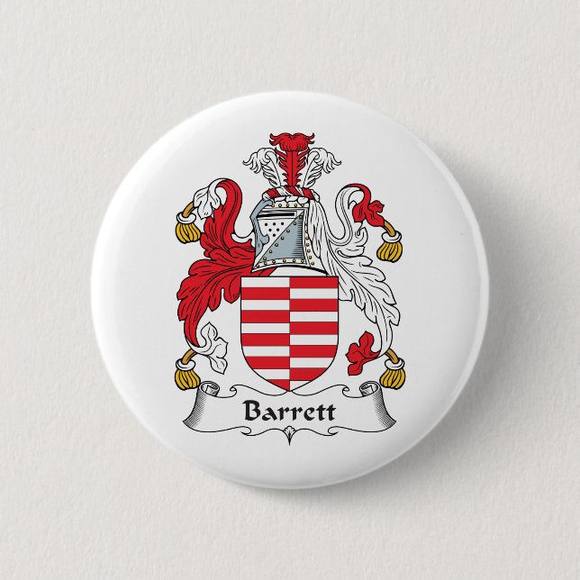 Barrett Family Crest 2 Inch Round Button (Front)