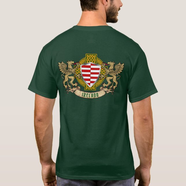 Barrett Irish Shield & Griffins Personalized  T-Shirt (Back)