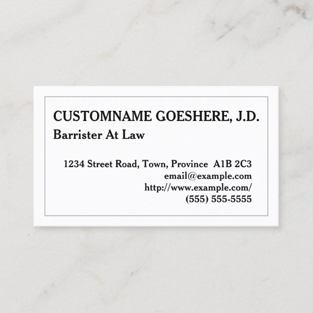 Barrister Personnalisable chez Law Carte de visite (Devant)