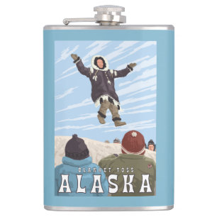 Barrow, Alaska Blanket Toss Vintage Travel Hip Flask
