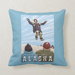 Barrow, Alaska Blanket Toss Vintage Travel Throw Pillow