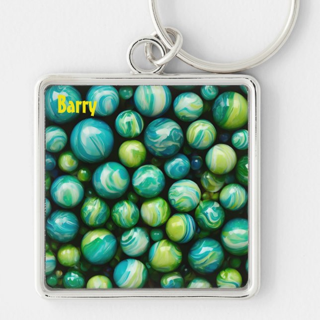 BARRY ~ Green Marbles ~ Keychain (Front)
