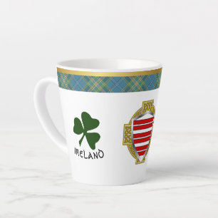 Barry Irish Shield & Tartan Personalized Latte Mug