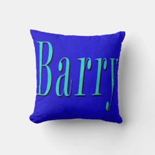 Barry, Name Logo On Blue Mosaic, Throw Pillow
