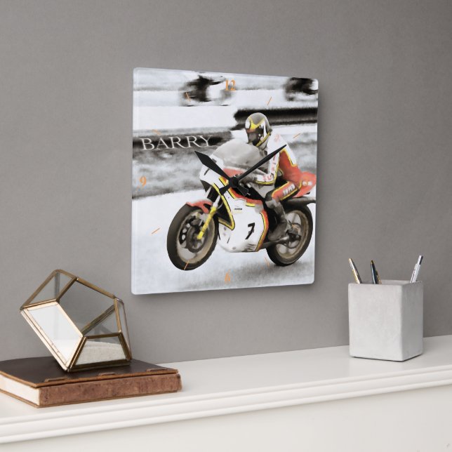 Barry Sheene Square Wall Clock (Office)