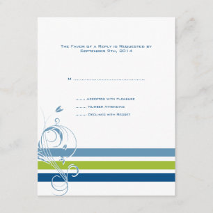 Bars floraux bleus et verts Mariage RSVP