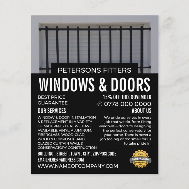 Bars & Shutters, Window & Door Fitter Company Flyer (Front)