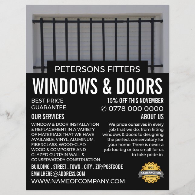 Bars & Shutters, Window & Door Fitter Company Flyer (Front)