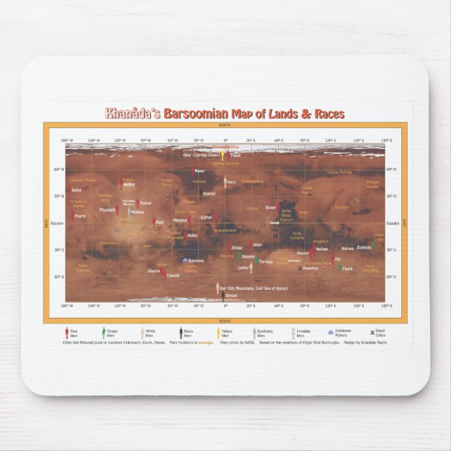 Barsoomian Map of Lands and Races Mousepad (Front)