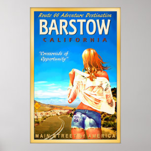 BARSTOW California Route 66 Highway Cutoff Jeans Poster