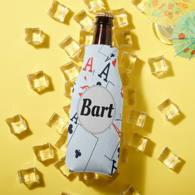 "Bart" Mans Name On Aces Bottle Cooler (In Situ Summer)