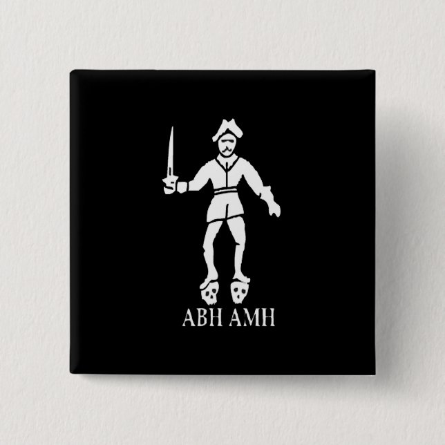 Bart Roberts #1-White 2 Inch Square Button (Front)