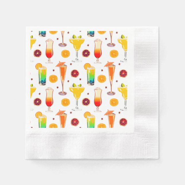 Bartender Alcohol Mixed Drinks Colourful Party Napkin (Front)