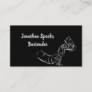 Bartender Bar Club Modern Black & White Business Card