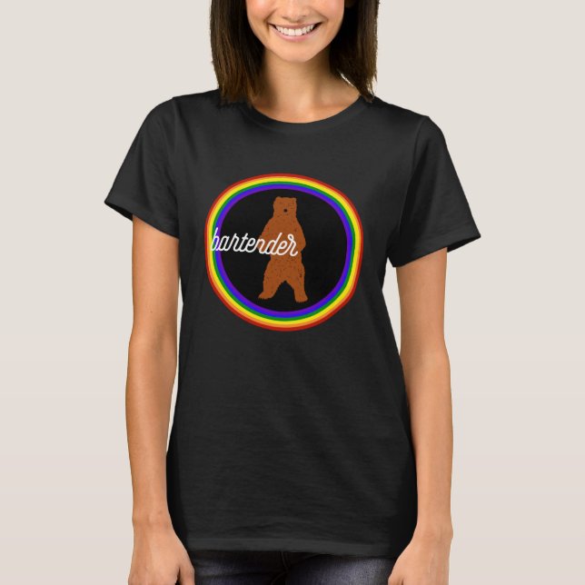 Bartender  Bartender Pride Bear T-Shirt (Front)