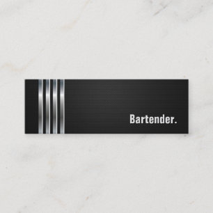 Bartender - Black Silver Stripes Mini Business Card