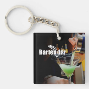 Bartender Business Card Keychain