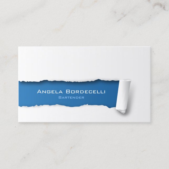 Bartender Business Card Ripped Paper (Front)