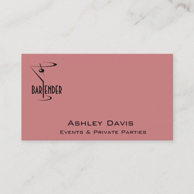Bartender Business Cards Bartender Logo (Front)