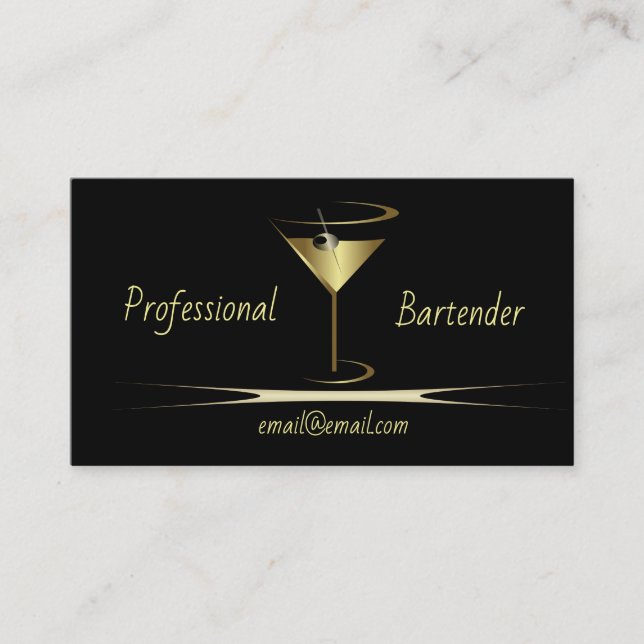 Bartender business cards - Gold classy cards (Front)