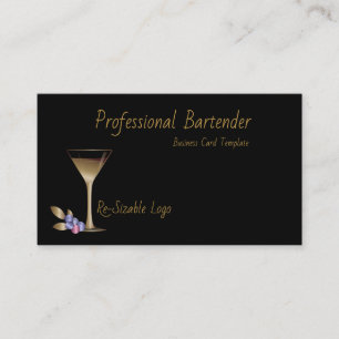Bartender business cards - Gold classy cards