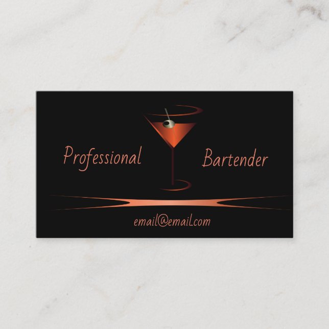 Bartender business cards - Red classy cards (Front)