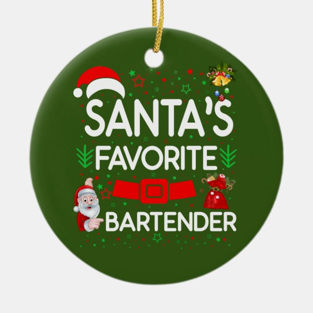 Bartender Ceramic Ornament (Front)