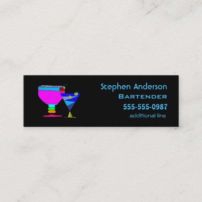 Bartender Cocktails Carte de visite (Devant)