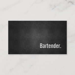 Bartender Cool Black Metal Simplicity Business Card